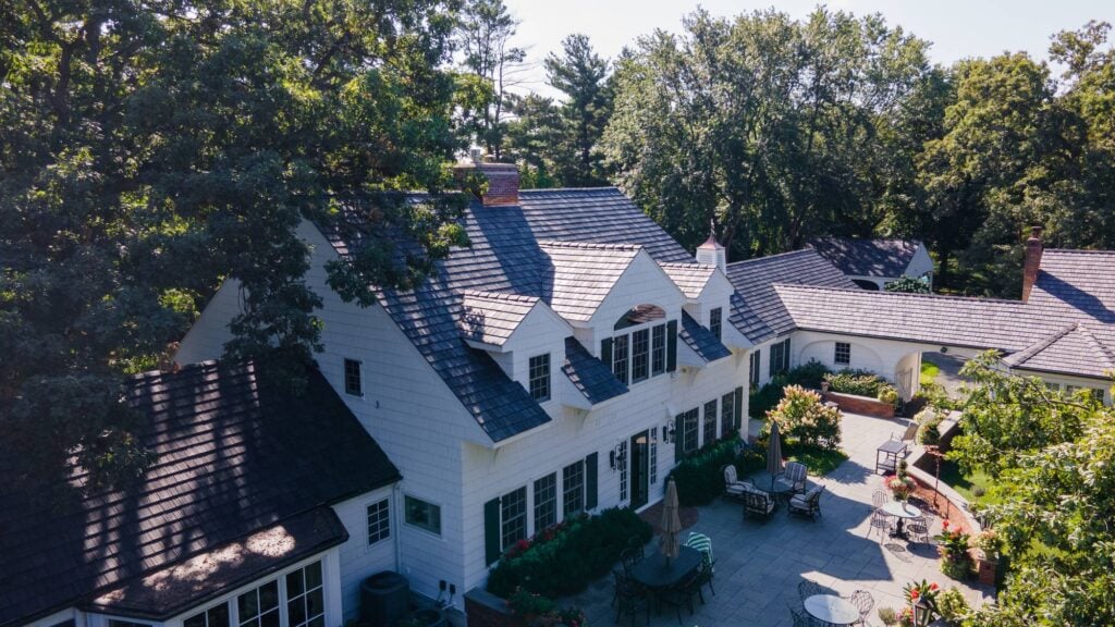 Large house with newly installed roof
