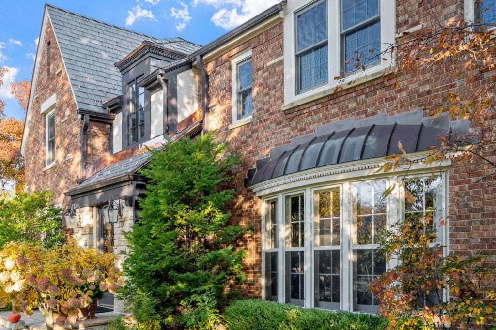 Large brick house with new roof