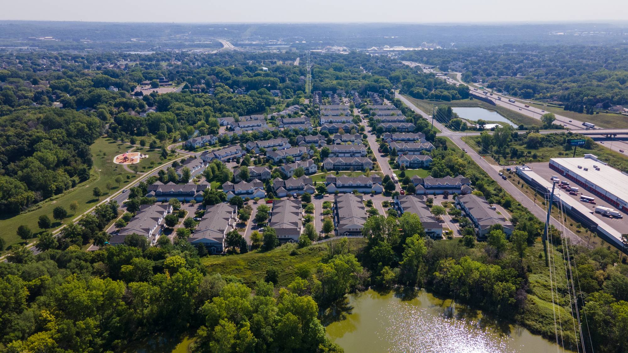Aerial view of multi unit living